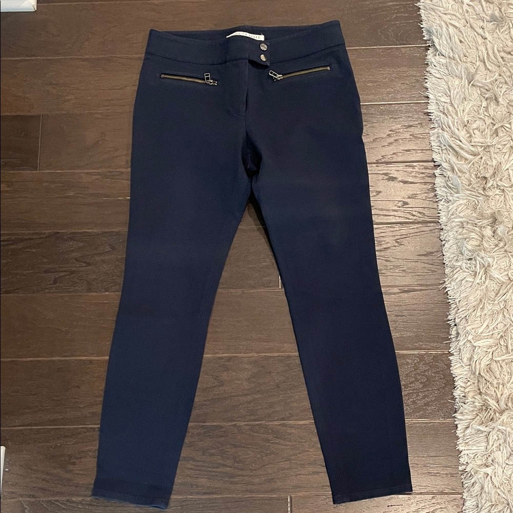 Veronica Beard Navy Pants with Silver Buttons